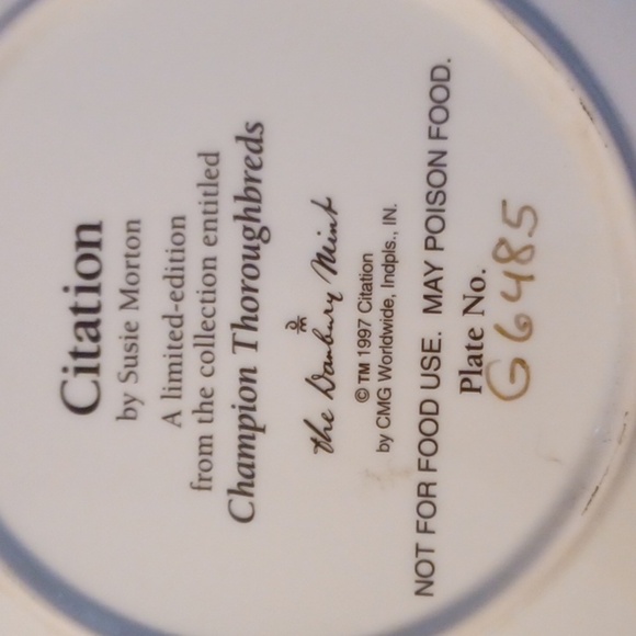 THE DANDURY MINT, CITATION BY SUSIE MORTON, CHAMPION THOROUGHBRED… - Picture 3 of 3